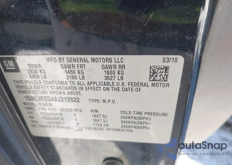 2010 Chevrolet Traverse Lt from USA, damaged, VIN 1GNLVFED4AJ212822